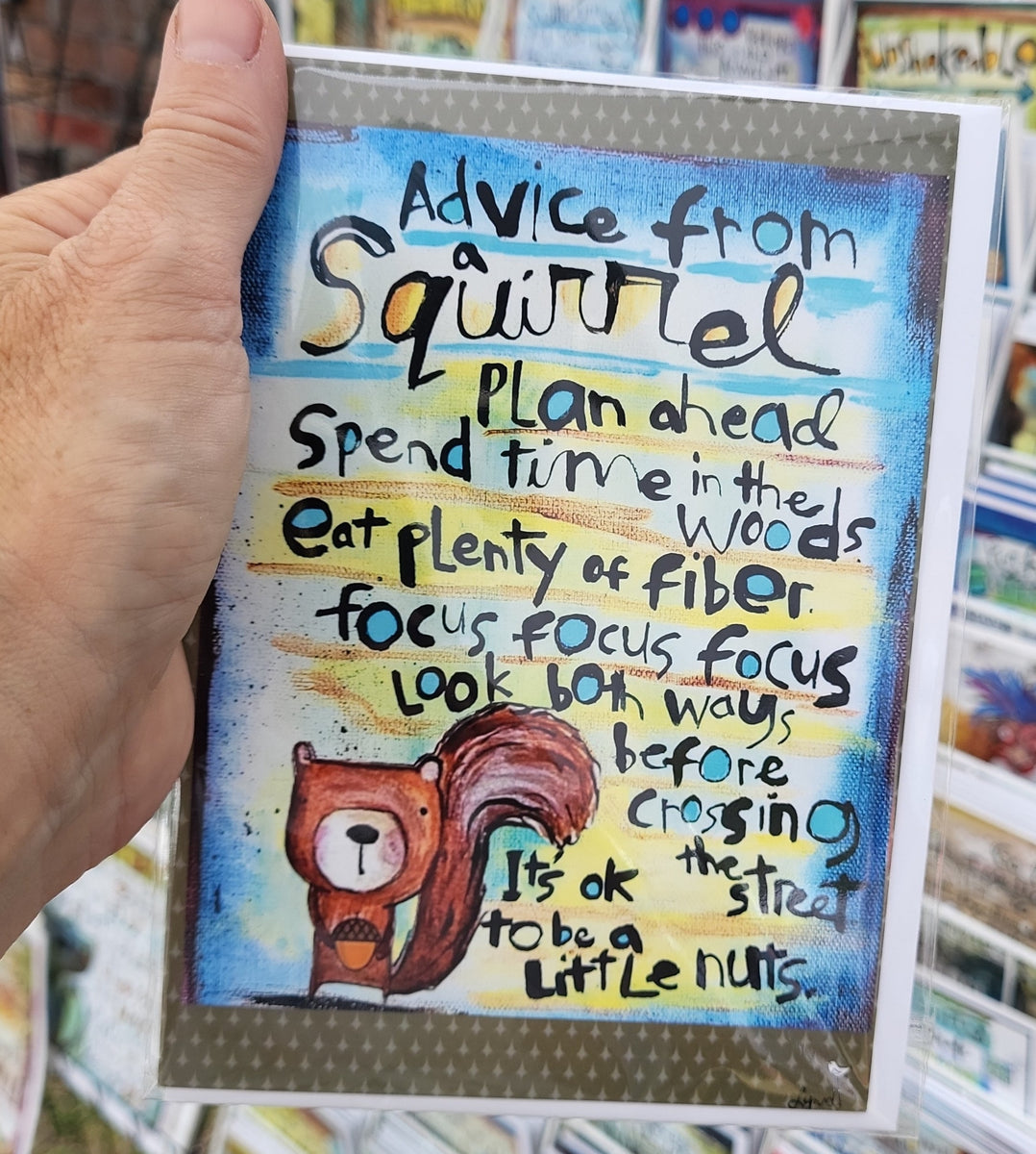 Greeting Card Squirrel Advice Painted Stuf
