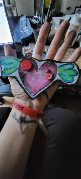 Magnet New! Handcut Heart Wings