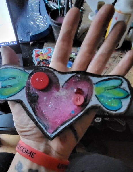 Magnet New! Handcut Heart Wings