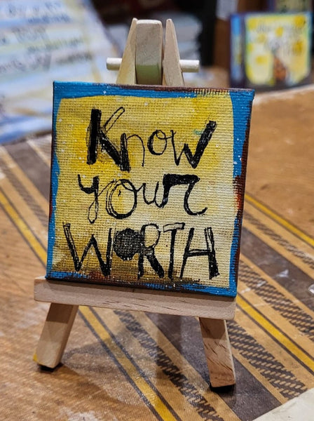Mini Canvas & Easel- New! Worth
