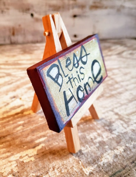 Mini Canvas & Easel-Bless this HOME