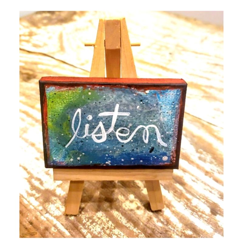 Mini Canvas & Easel- Listen – Painted Stuf