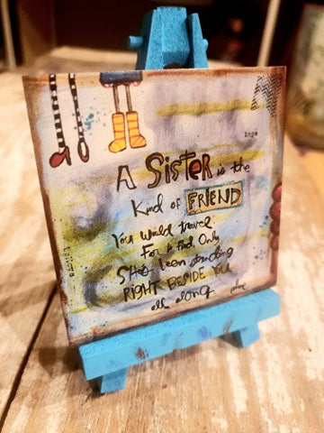 Sister easel art