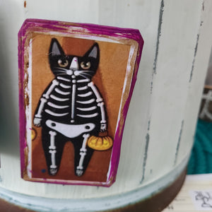 Magnet-Halloween cat skeleton