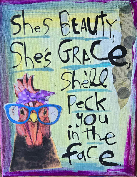 Greeting Card-New! Chicken Peck