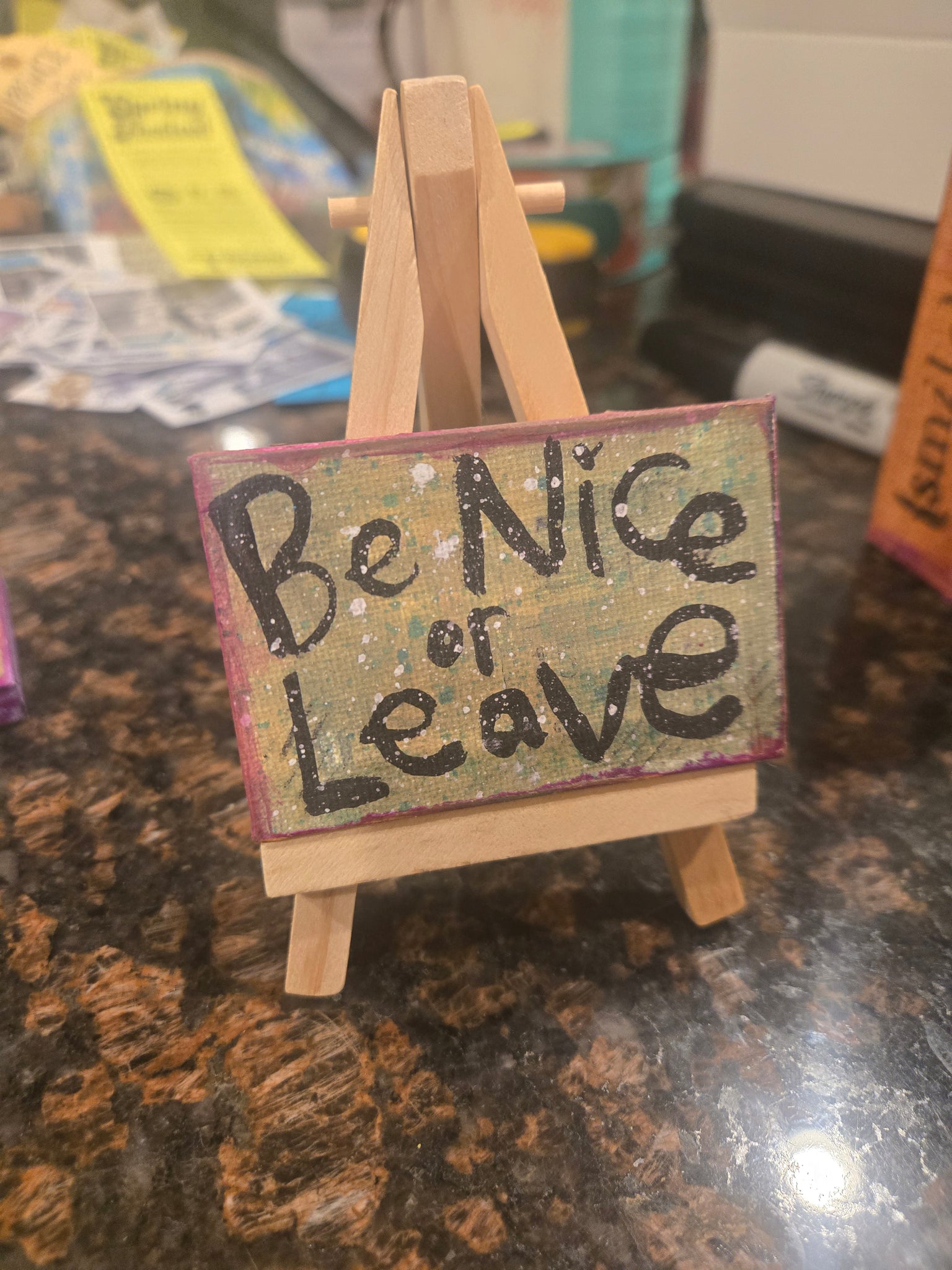 Mini Canvas & Easel New! BE NICE