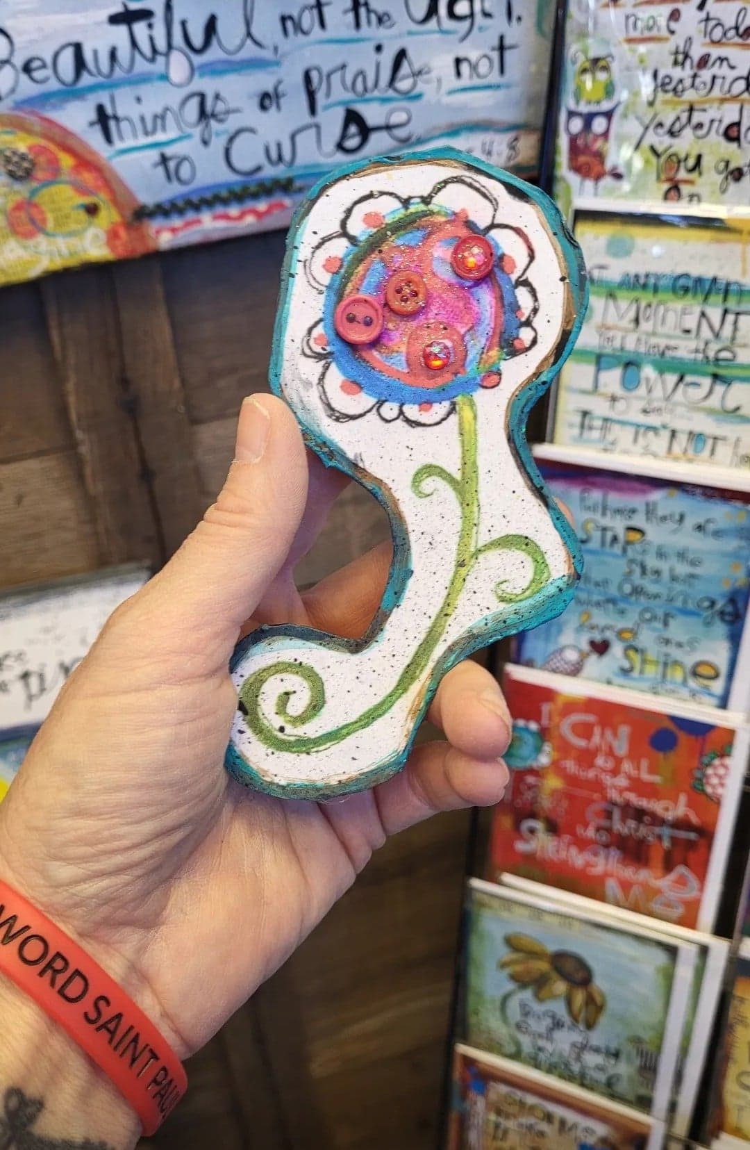 Magnet New! Handcut Flower purple