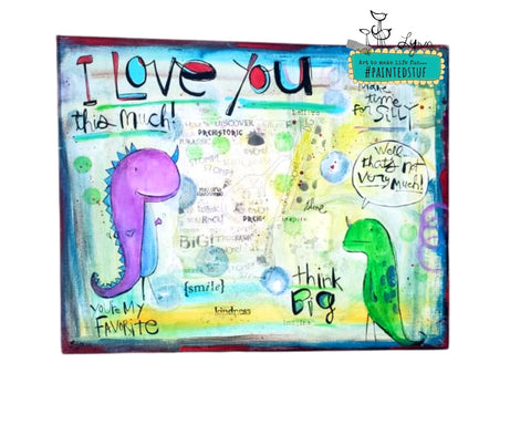 Dino Love original canvas