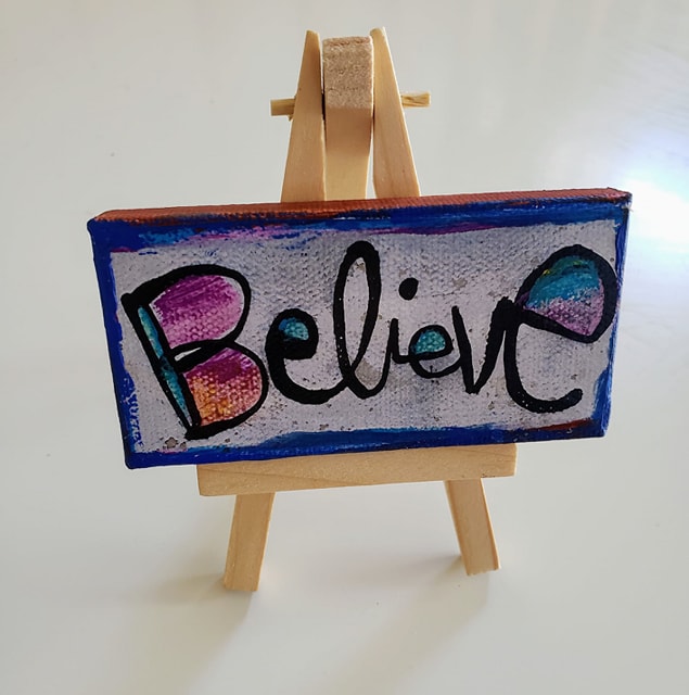 Mini Canvas & Easel-Believe