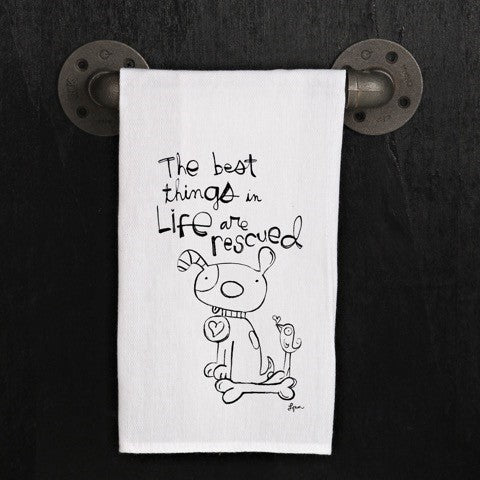 Painted Stuf Tea Towel Dogs rescued