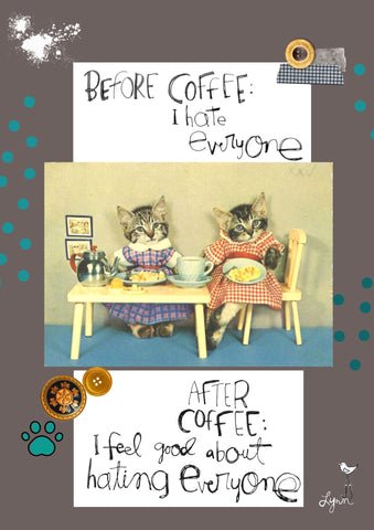 Greeting Card New Cat coffee